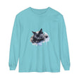 White t-shirt featuring a watercolor painting of a cute sleeping cat