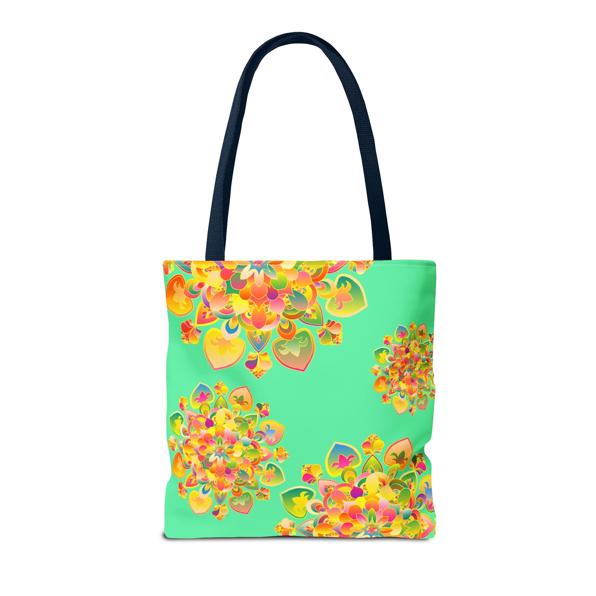 Borsa tote con mandala floreale — Stampa integrale verde tropicale brillante