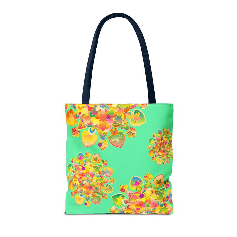 Floral Mandala Tote Bag — Bright Tropical Green All-Over Print