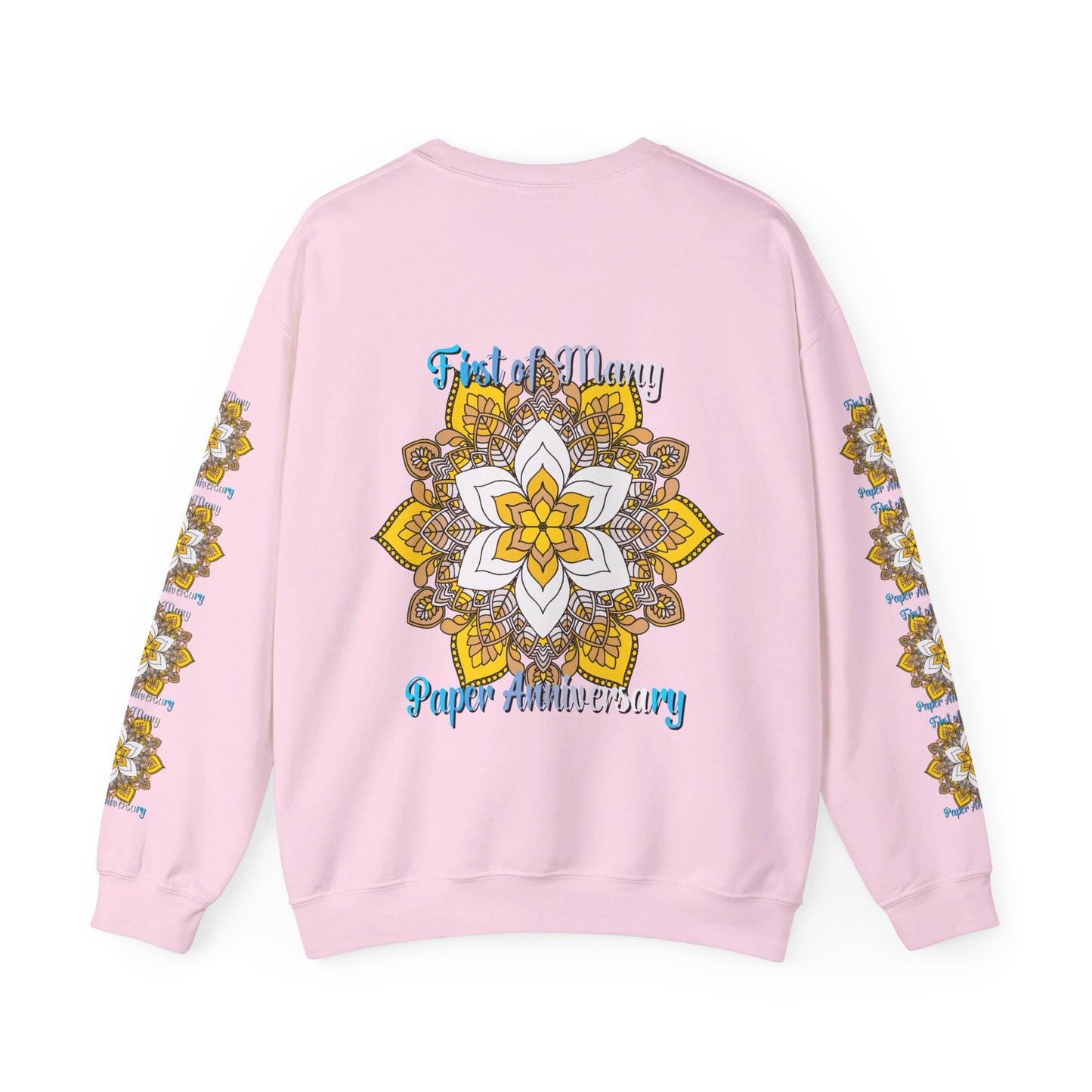 Colorful and unique crewneck sweatshirt featuring a handmade mandala design