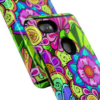 Floral Fantasy iPhone and Google Pixel Case in Bright Green Palette