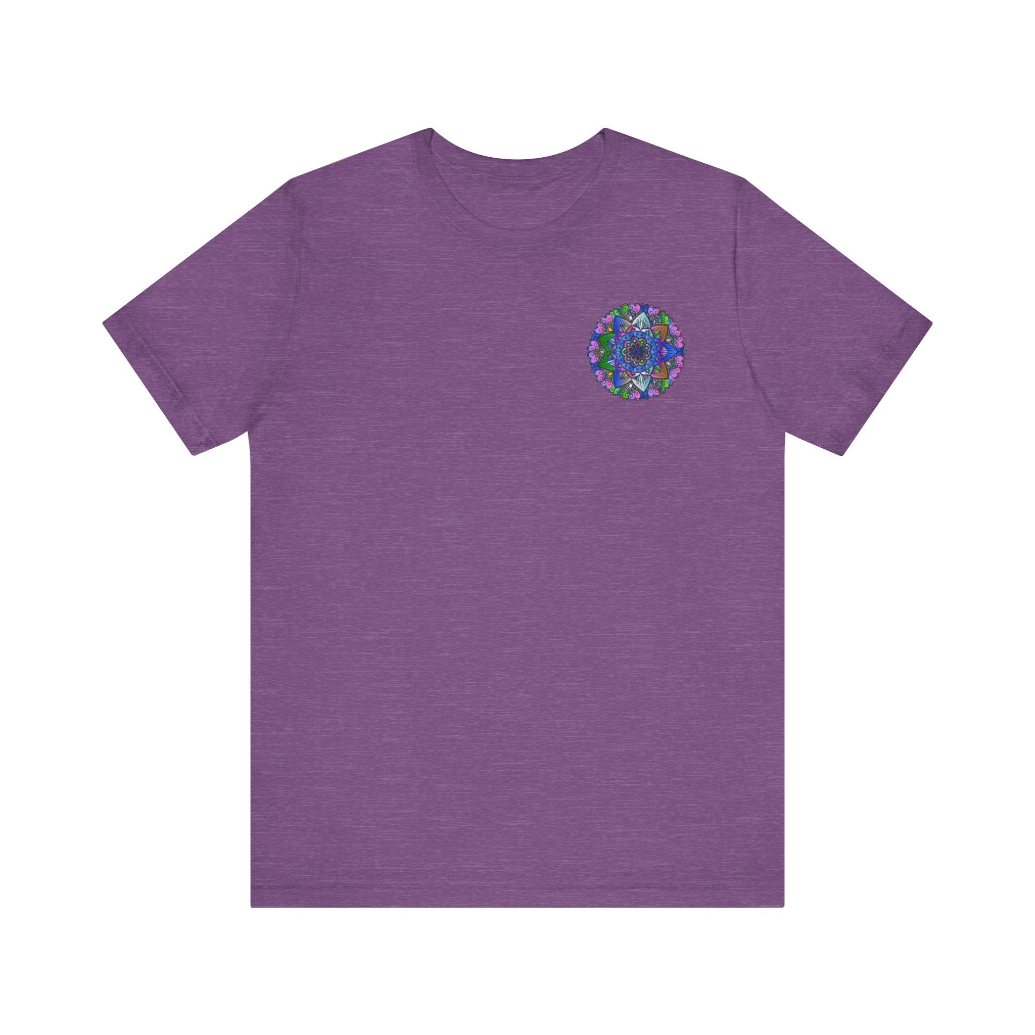 Vibrant Mandala T-Shirt in shades of blue and purple with lotus flower design