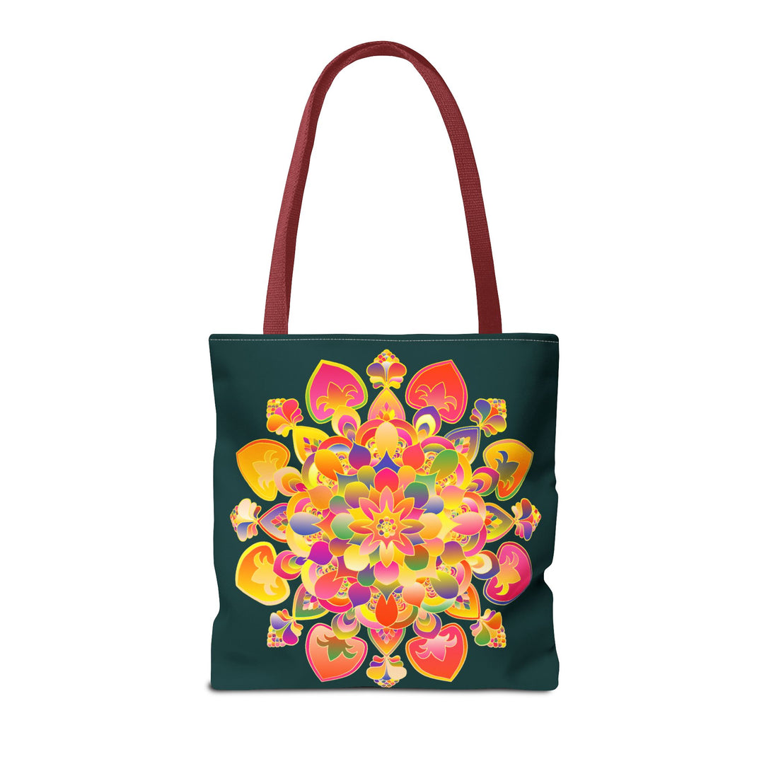 Beautiful and colorful Mandala Lotus Tote Bag with intricate design and spacious interior for carrying all your essentials