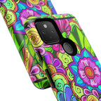 Floral Fantasy iPhone and Google Pixel Case in Bright Green Palette