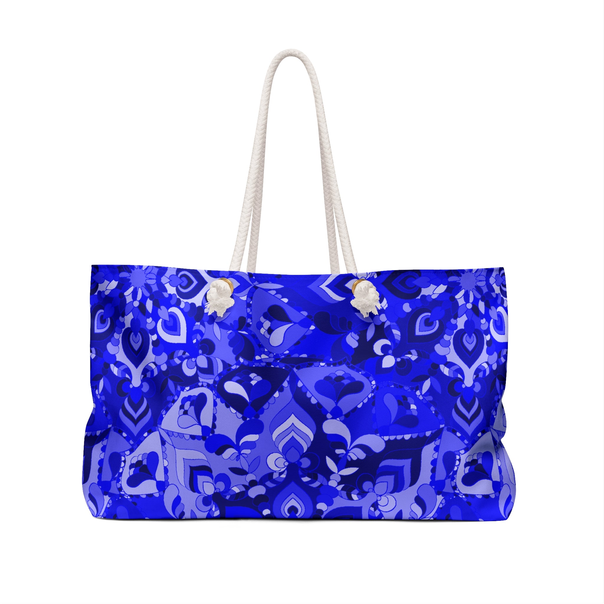 Borsa da weekend floreale blu vibrante - Elegante borsa da viaggio per gite fuori porta e gite in spiaggia