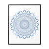 Handcrafted steel blue mandala design wall art on gallery canvas wraps in vertical frame, showcasing intricate handmade artistry