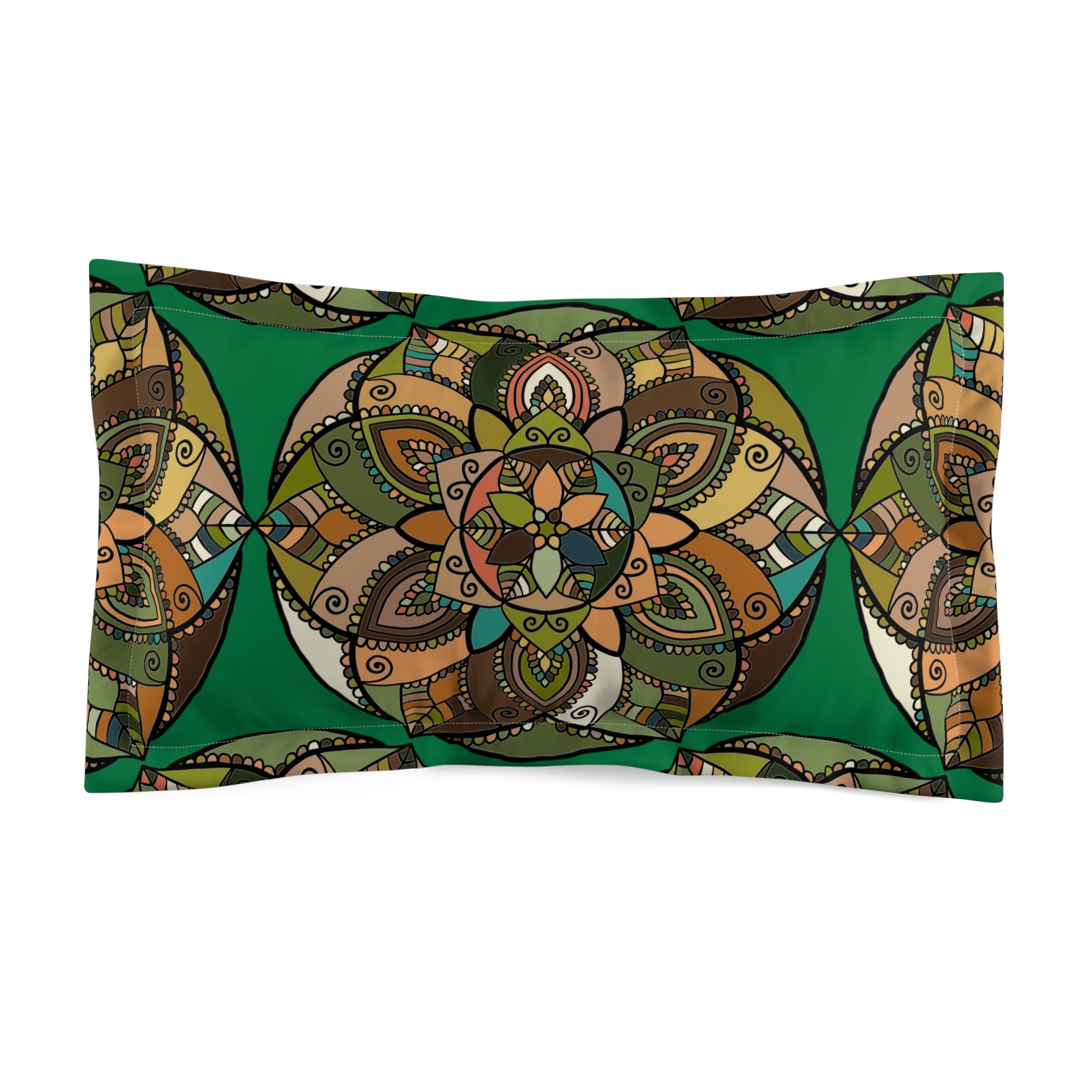 Grüner Boho-Mandala-Kissenbezug