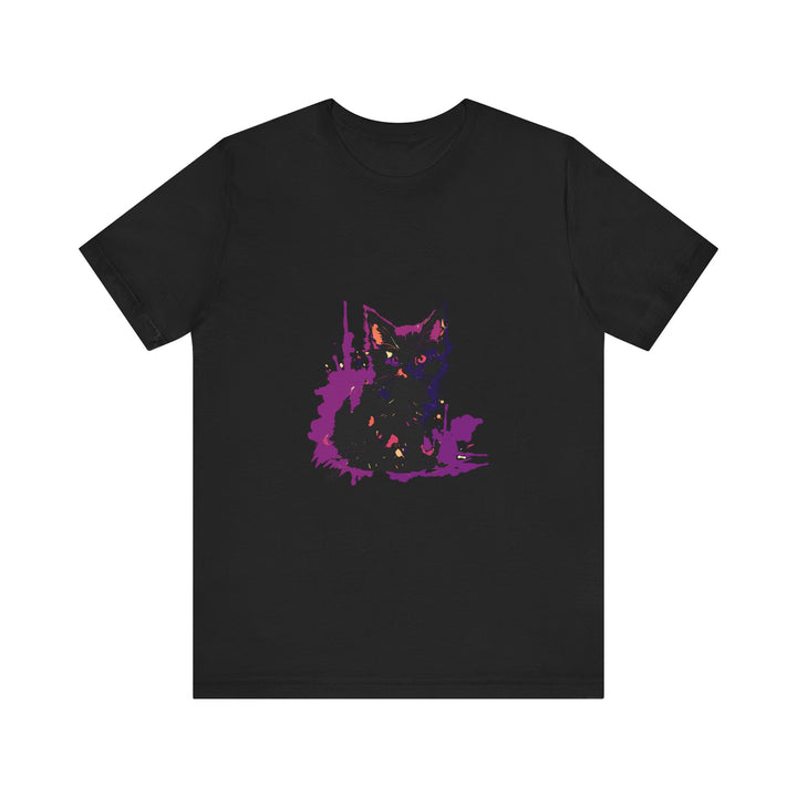 Black Cat Mystery - Purple Paint Splatter T-Shirt