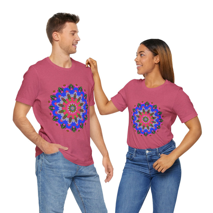 Vibrant and intricate mandala geometric design t-shirt in various colors