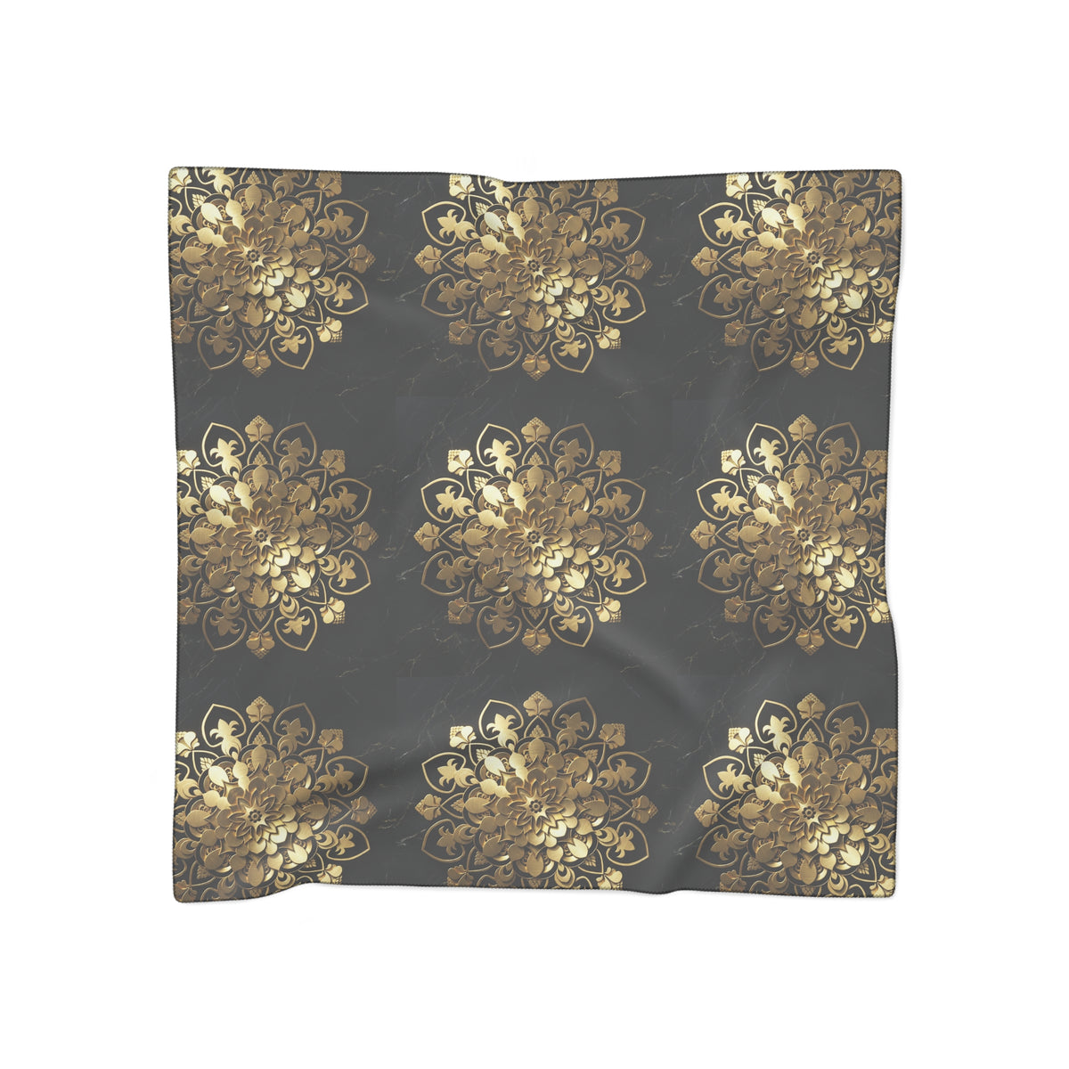 Gold Mandala Black Marble Luxury Scarf