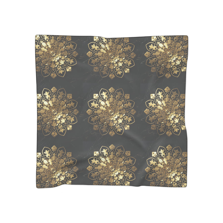 Gold Mandala Black Marble Luxury Scarf