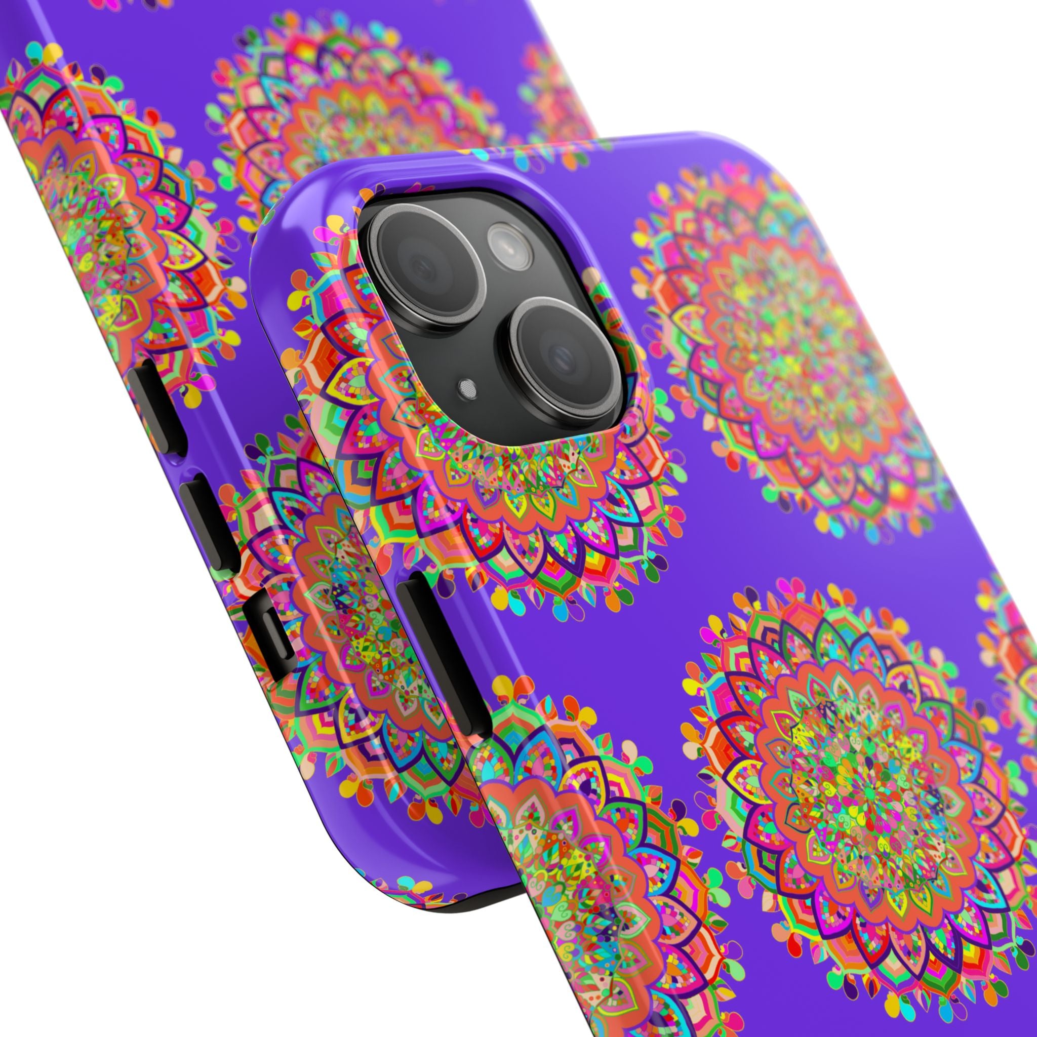 Hand Drawn Small Purple Mandala Art Phone Case for iPhone X and XS, featuring intricate mandala design and high-quality material