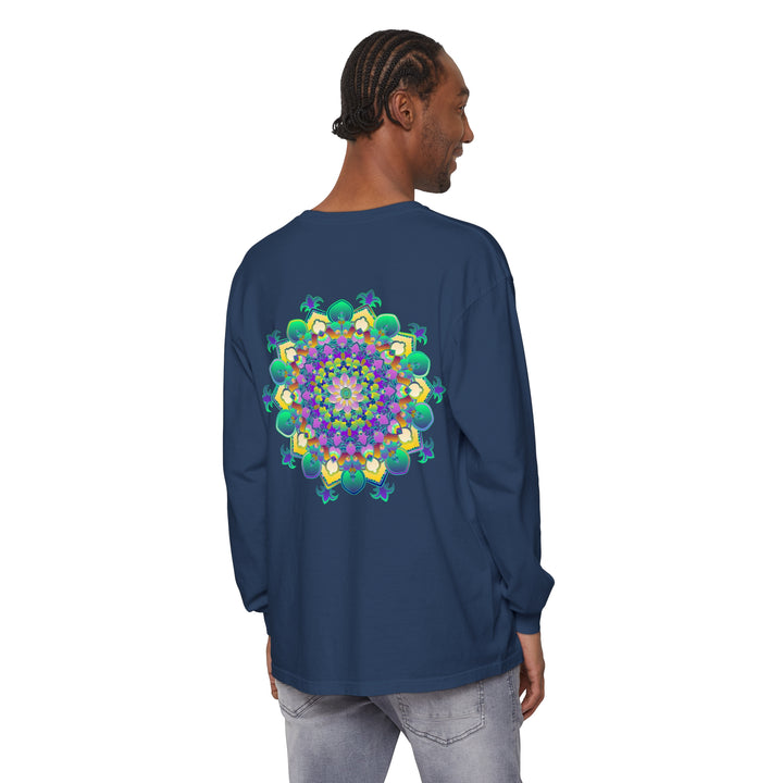 Intricate Mandala Long Sleeve T-Shirt in vibrant colors with detailed design