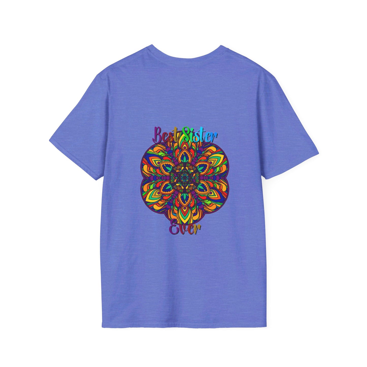 Beautiful hand-drawn mandala art unisex softstyle t-shirt, perfect gift for sister