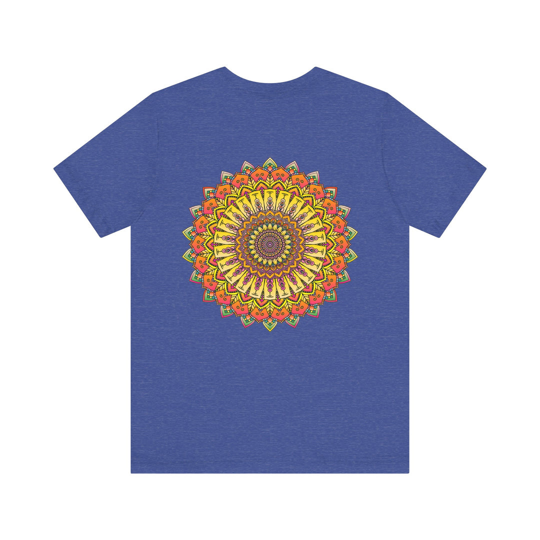 Colorful and intricate mandala design t-shirt promoting peace and harmony