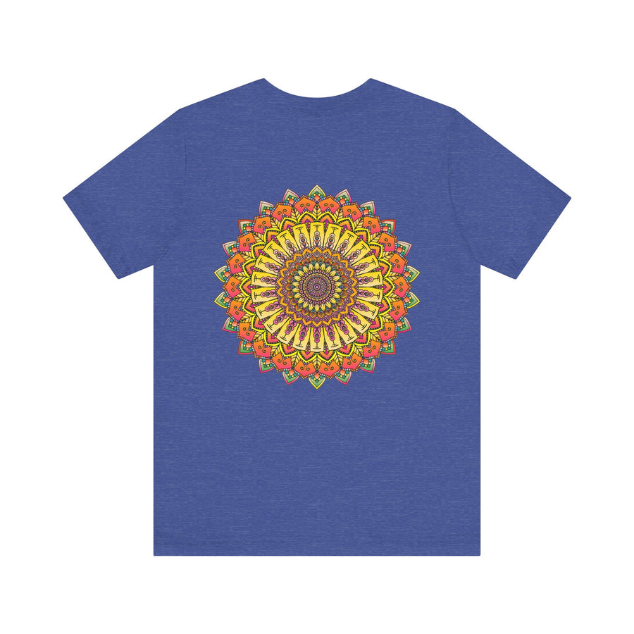 Colorful and intricate mandala design t-shirt promoting peace and harmony