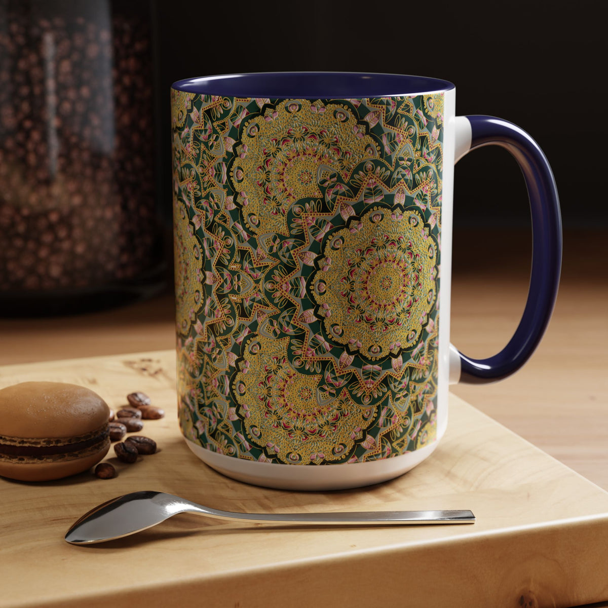 Mandala Floral Coffee Mug – Bohemian Botanical Ceramic Cup