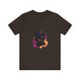 Black Cat Mystery T-Shirt with a striking graphic of purple eyes