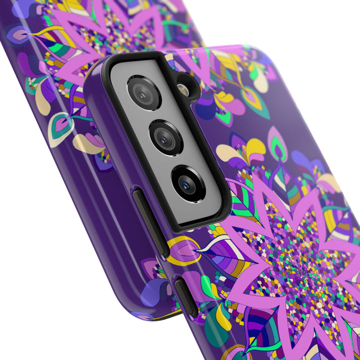 Hand drawn purple mandala art phone case for iPhone X/XS