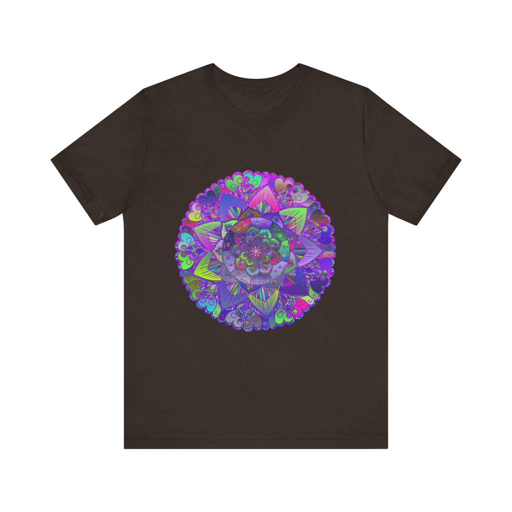 Vibrant and detailed psychedelic mandala t-shirt in a colorful and intricate design