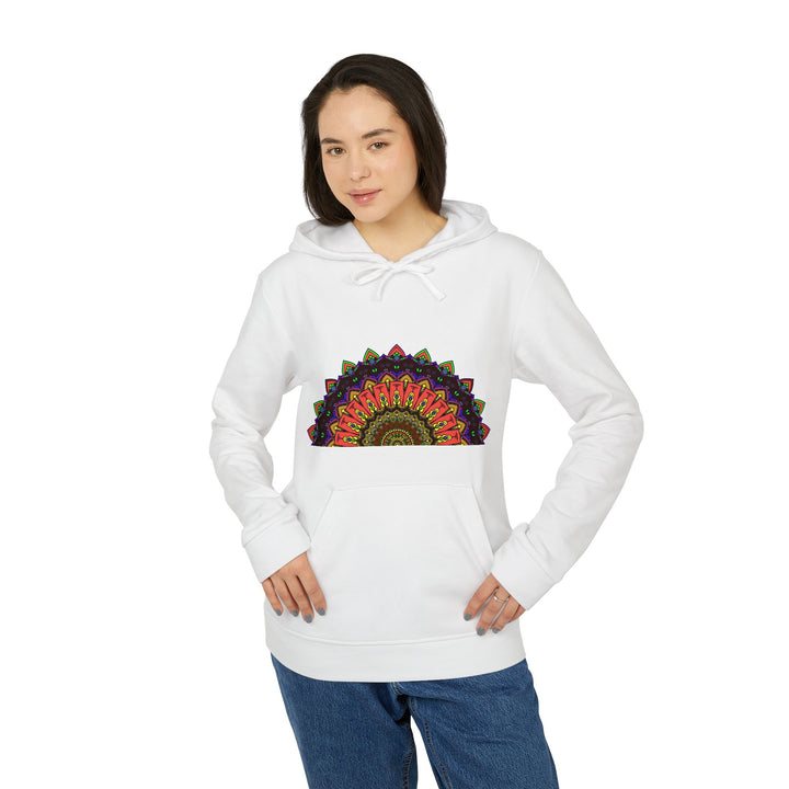 Blululi Mandala Fleece Hoodie in Custom Adidas design, perfect for staying warm and stylish during outdoor activities and casual wear