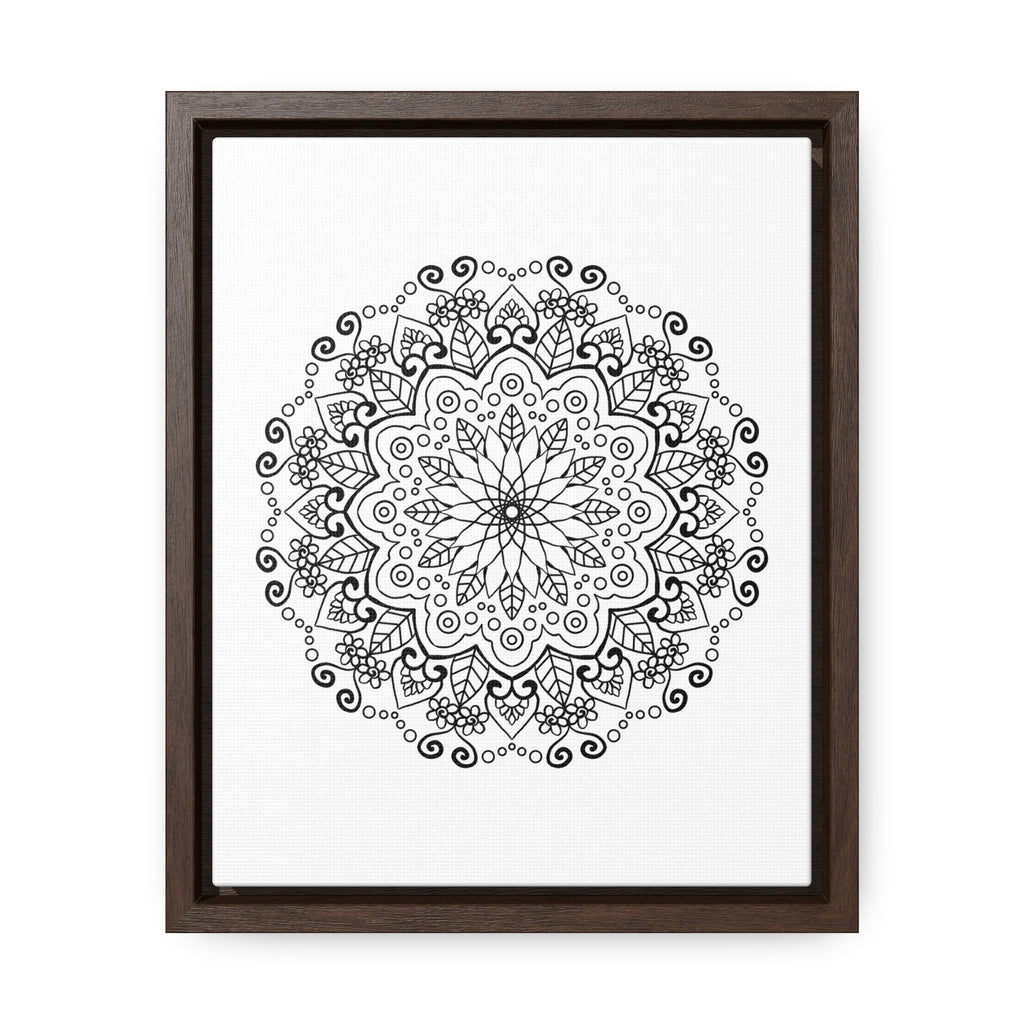 Mandala Handmade Art - Black & White Wall Art - Gallery Canvas Wraps, Vertical Frame - Intricate handmade mandala design on canvas, perfect for vertical display in any room