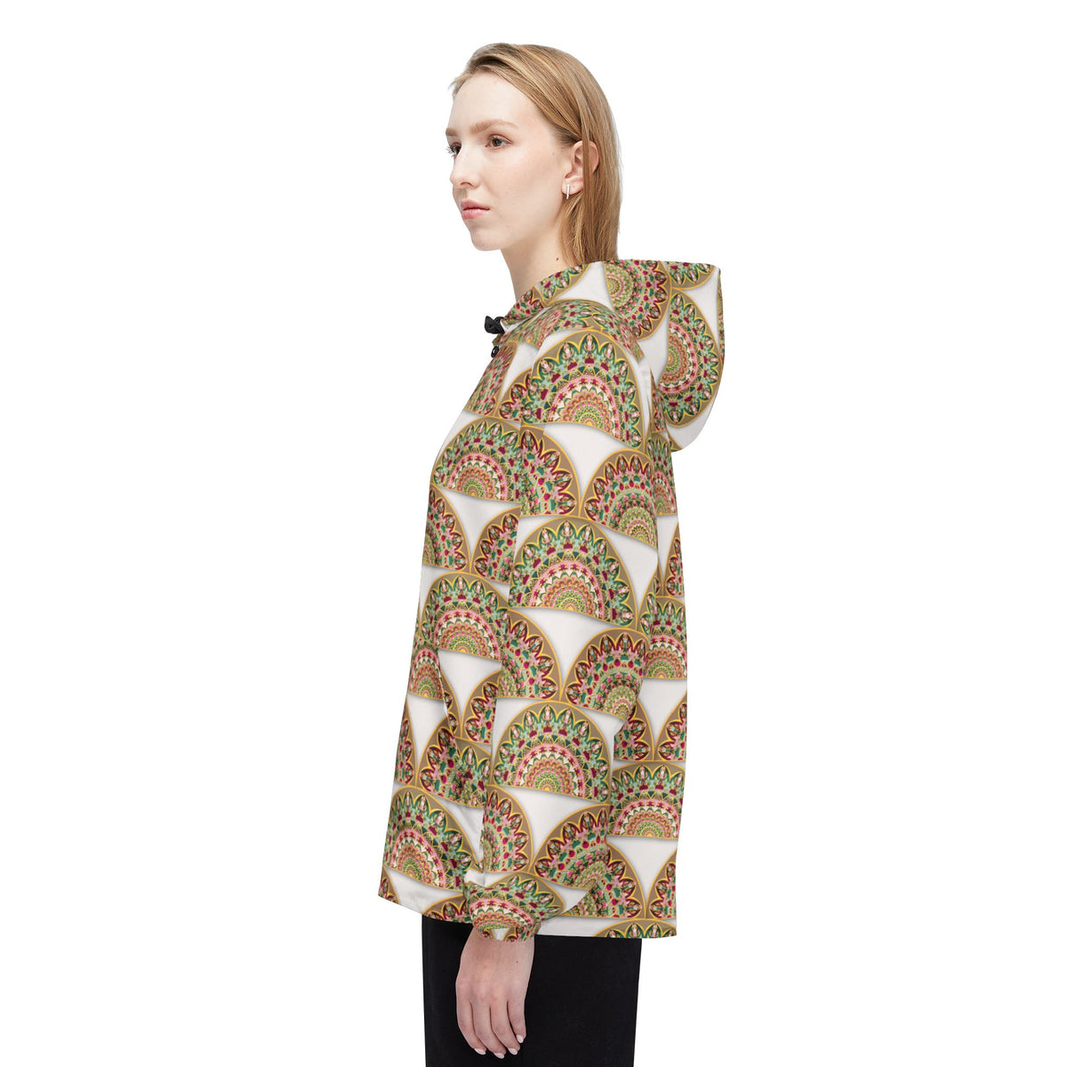 Art Deco Fan Pattern Windbreaker Jacket