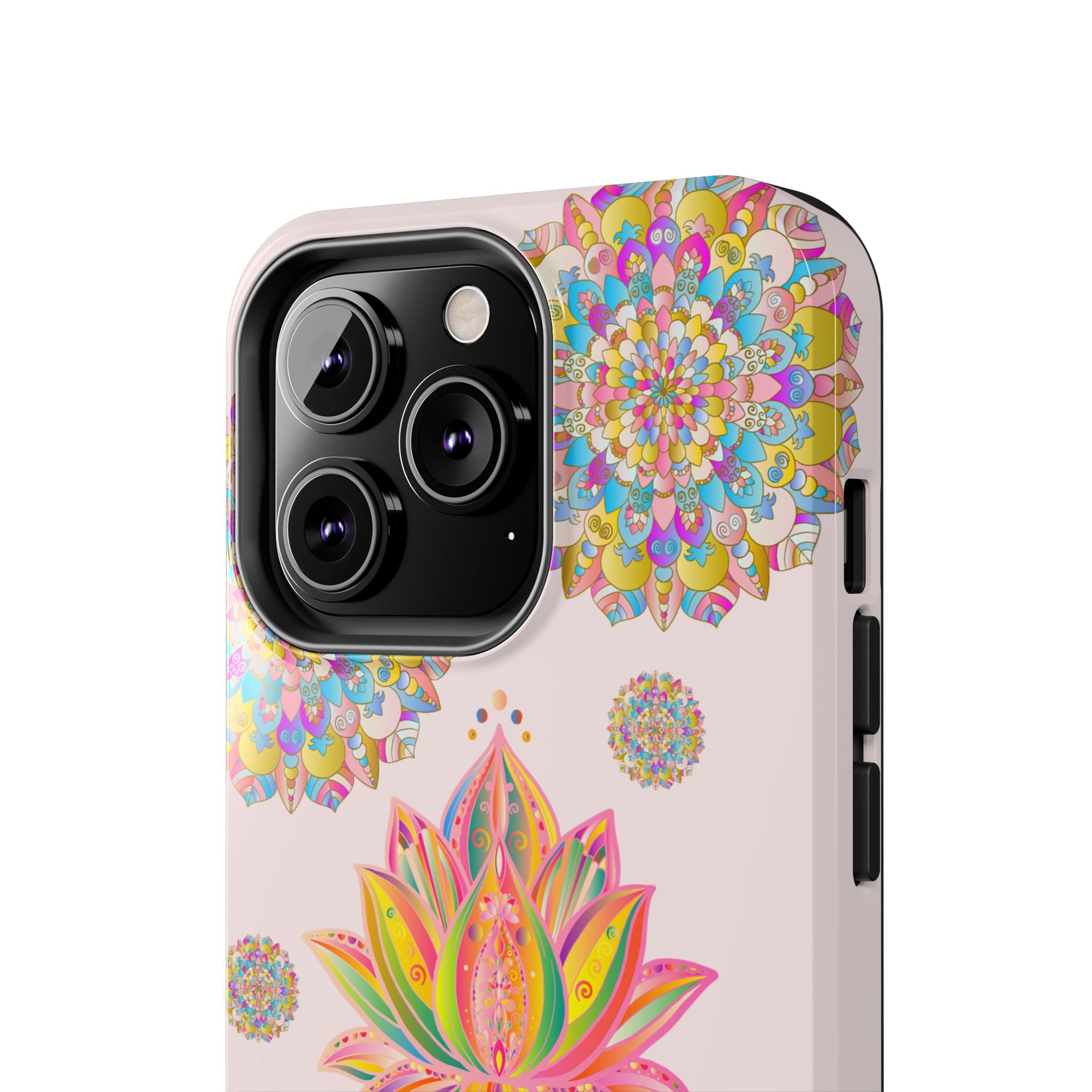 Light pink lotus flower mandala design phone case for stylish protection