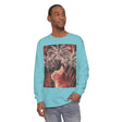Adorable ginger cat lounging under a palm tree on a t-shirt