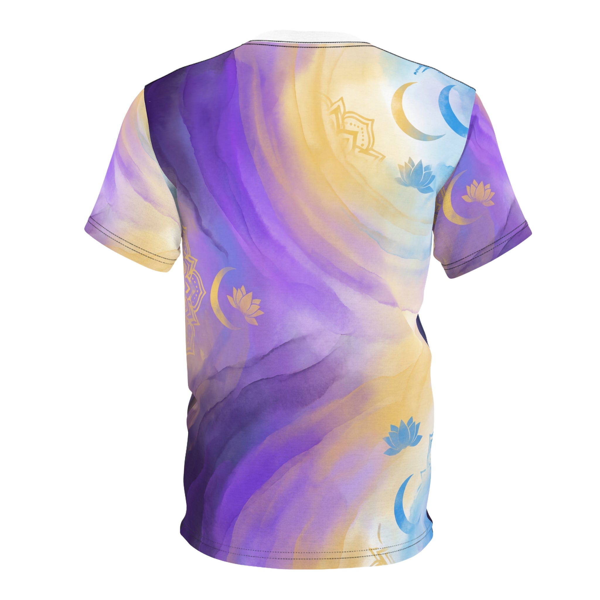 Meditatives Katzen-T-Shirt mit Allover-Print – Mandala-Nachthimmel-Design „Kosmische Katze“