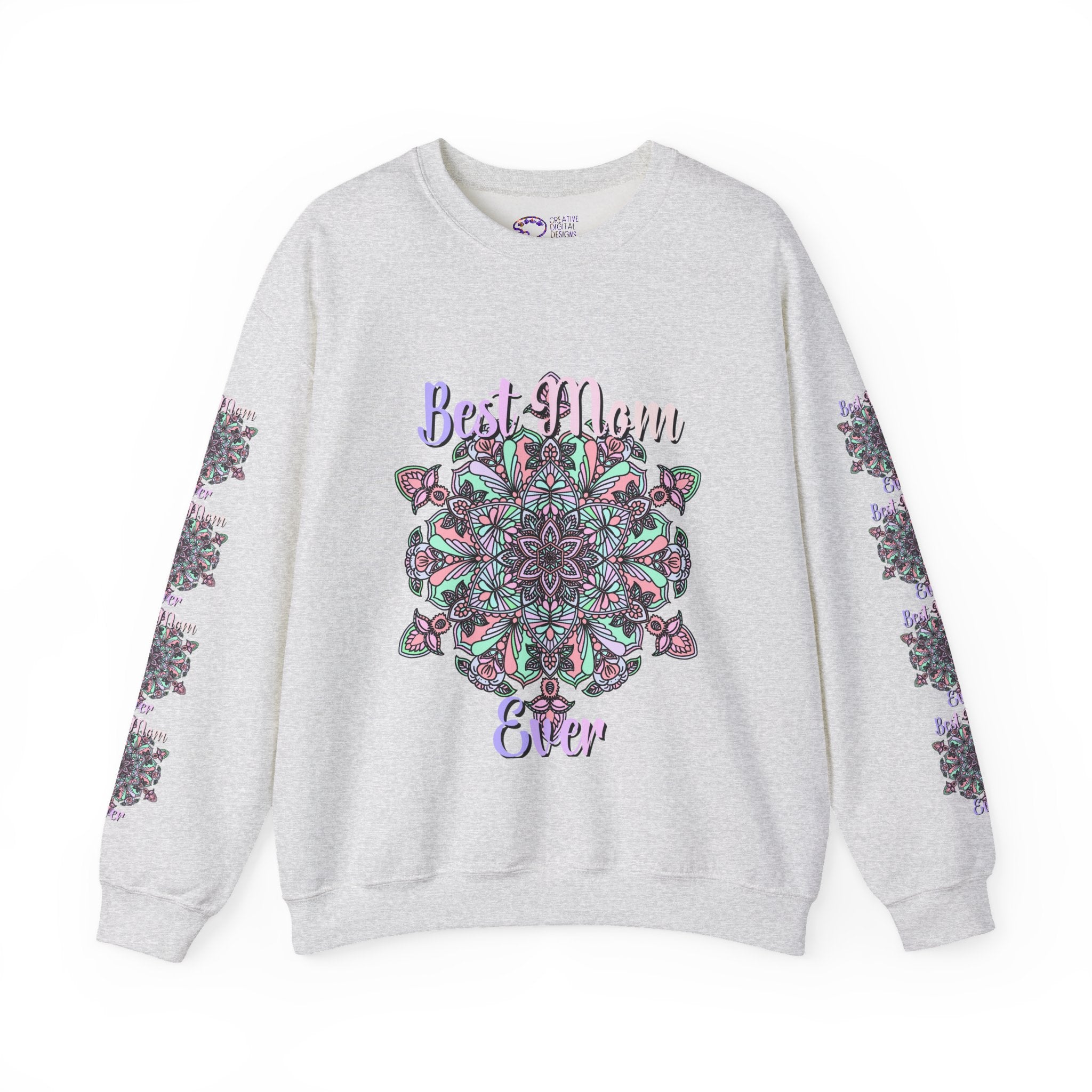 Sweatshirt mit Mandala-Design in Zartrosa und Lavendel für Mütter