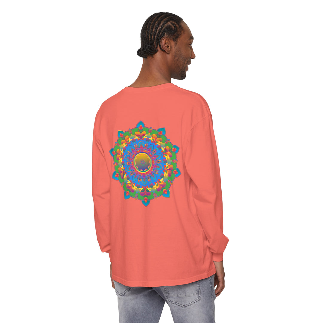 Colorful and detailed mandala long sleeve t-shirt for a fashionable look