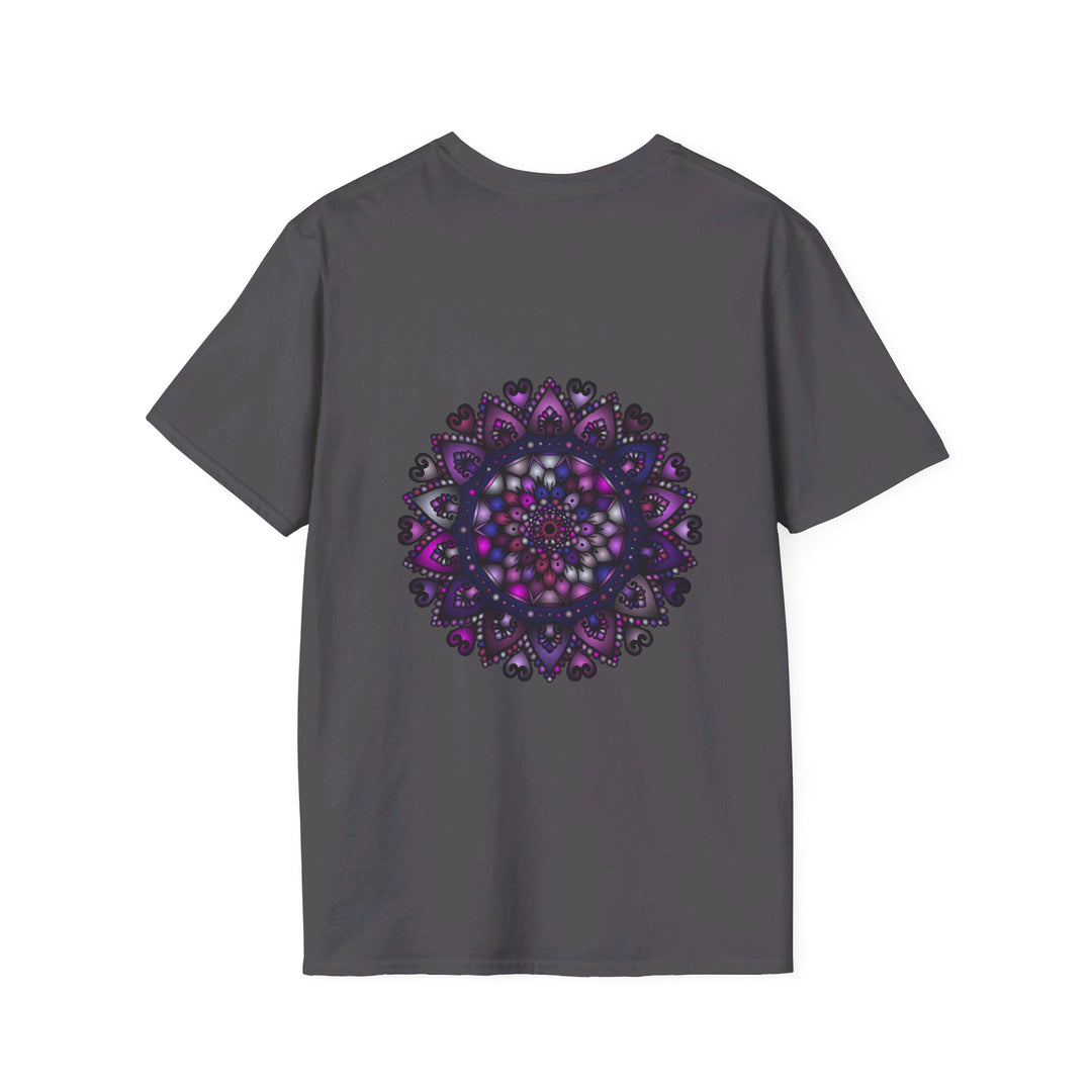 Softstyle t-shirt with a purple mandala hand-drawn design for all genders