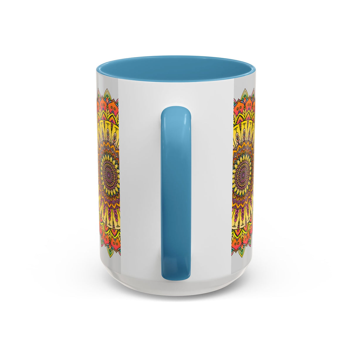 Vibrant Mandala Mug - Colorful Art on Grey, Handcrafted Ceramic Coffee Cup with Intricate and Lively Mandala Design