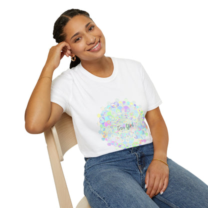 Colorful mandala design t-shirt made from soft, high-quality fabric