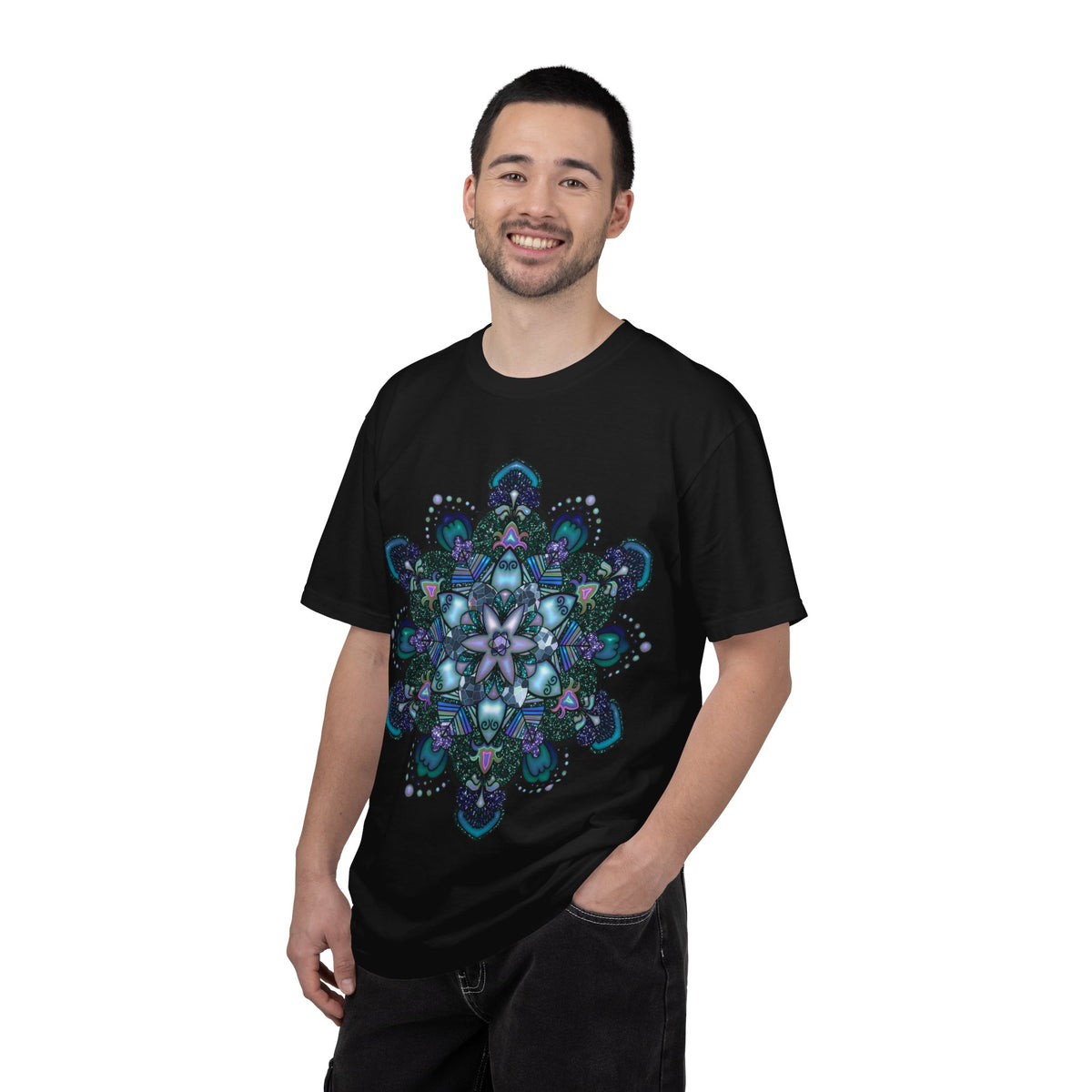 Mandala T-Shirt – Blue Purple Boho Geometric Floral Design