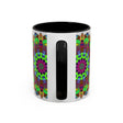 Vivid and detailed mandala art mug featuring a vibrant floral pattern