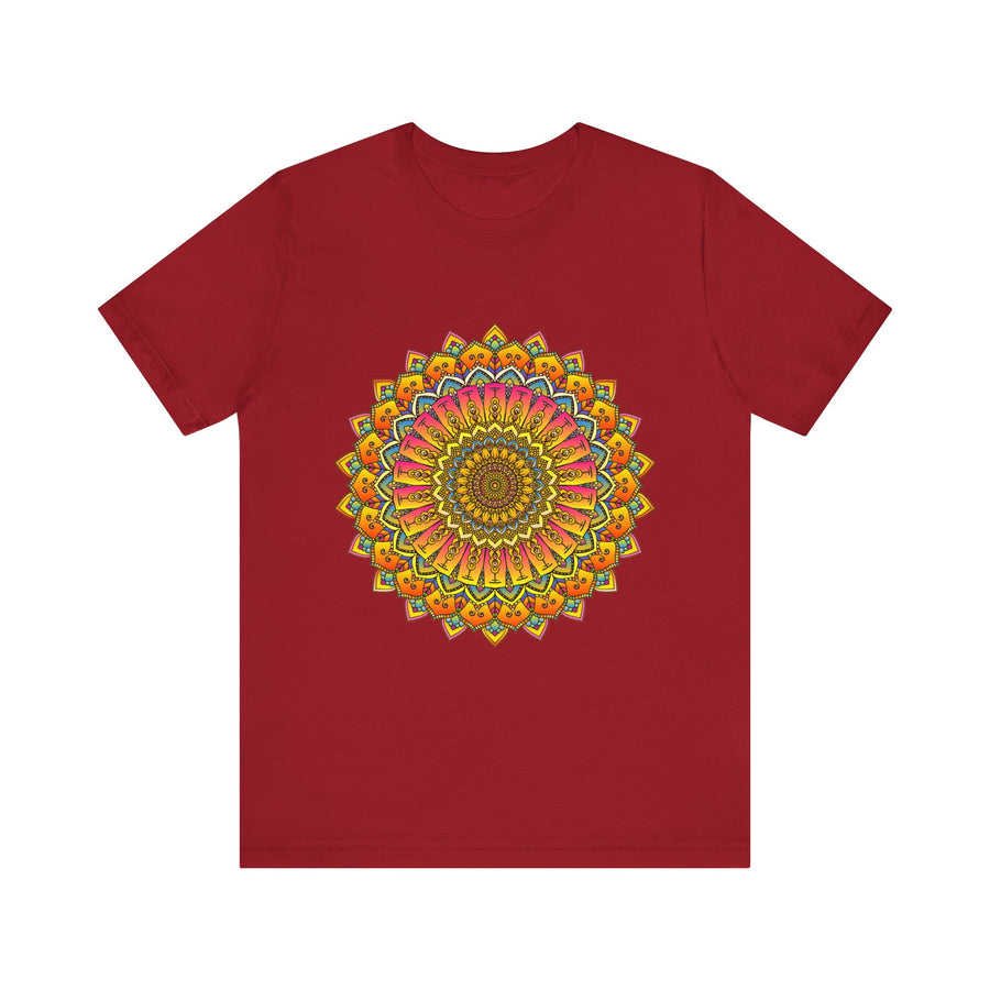 A vibrant and colorful mandala tee featuring spiritual art and intricate designs