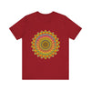 A vibrant and colorful mandala tee featuring spiritual art and intricate designs