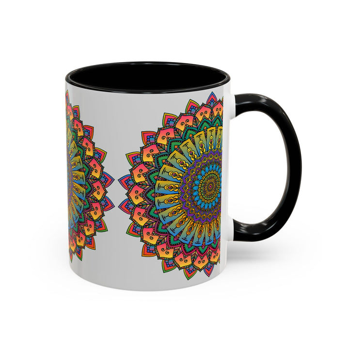 A beautiful and vibrant mandala art mug featuring spiritual and colorful designs perfect for enjoying your favorite beverages