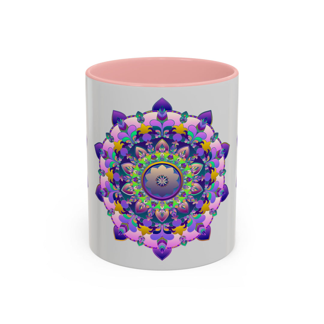 Beautiful ceramic mug with intricate mandala and floral design in vibrant colors