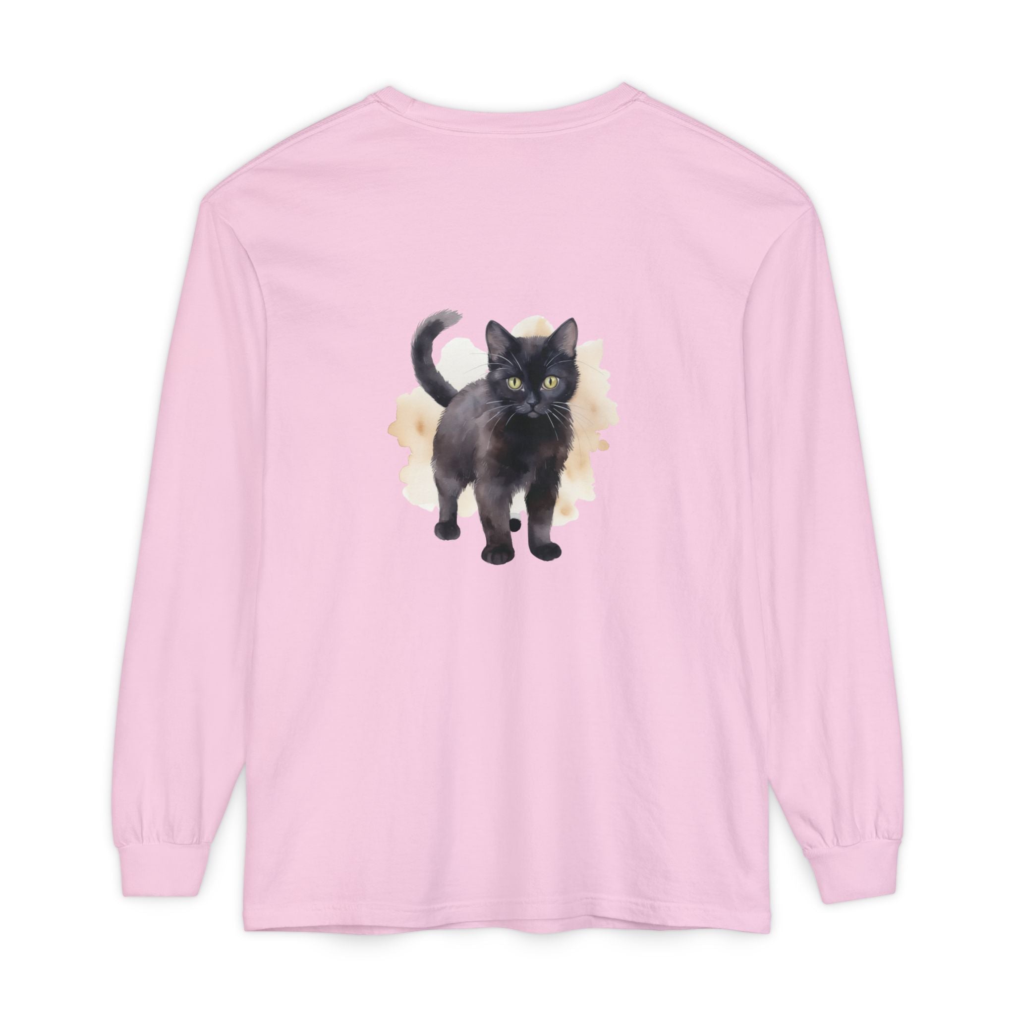 Full Sleeve Tee | Black Cat Watercolor - Unisex
