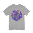 A colorful and intricate mandala design tee shirt symbolizing spiritual peace and harmony