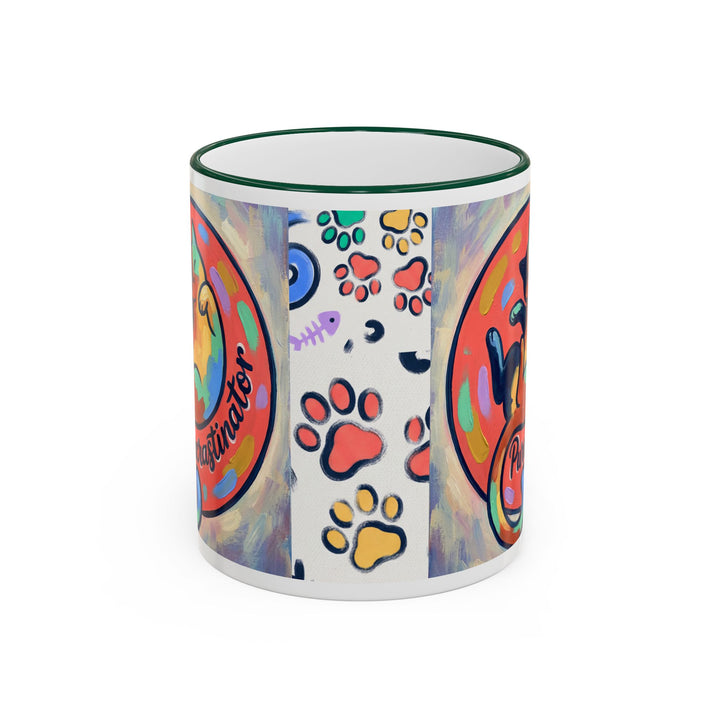 Colorful Paw Print Pet Lover Accent Rim Mug (11oz/15oz)