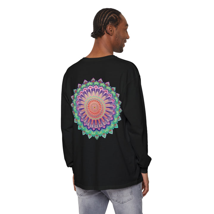 Long sleeve t-shirt with an intricate and colorful mandala print