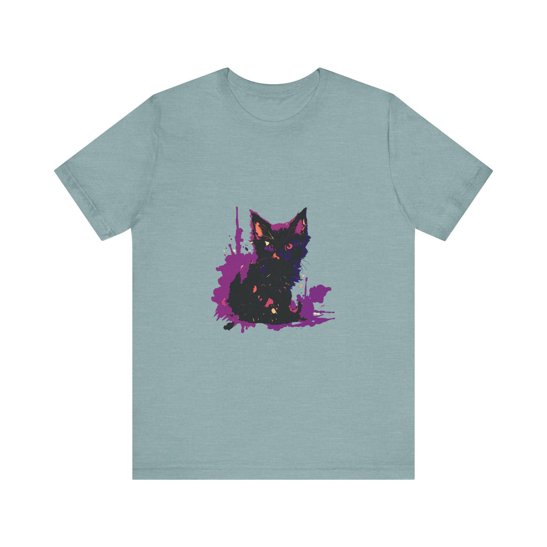 Black Cat Mystery - Purple Paint Splatter T-Shirt