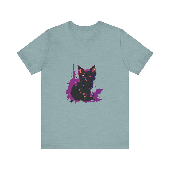 Black Cat Mystery - Purple Paint Splatter T-Shirt