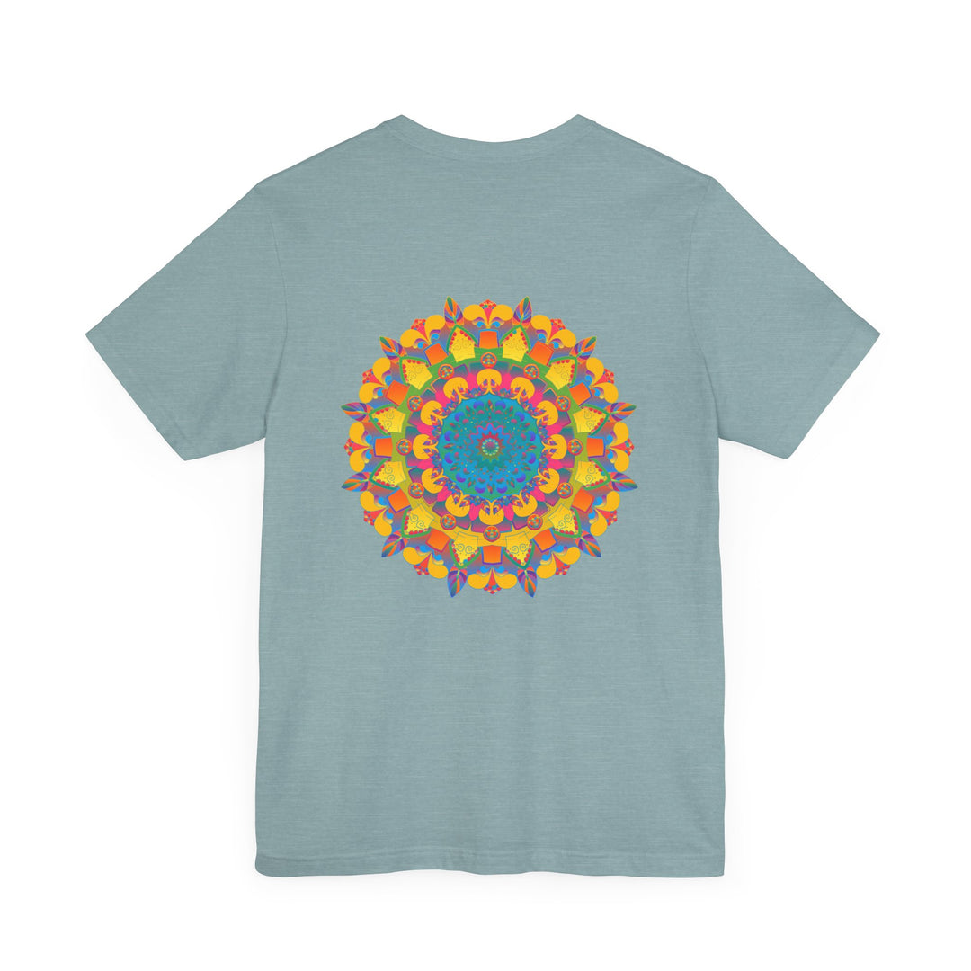 Vibrant Mandala T-Shirt featuring intricate design in vibrant colors, promoting peace and harmony with its beautiful and captivating pattern