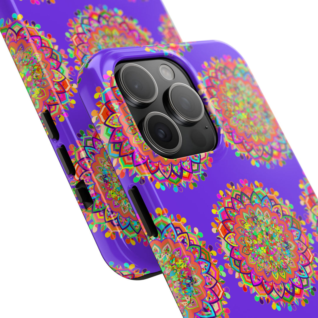 Hand-drawn intricate purple mandala art phone case designed for iPhone X and XS