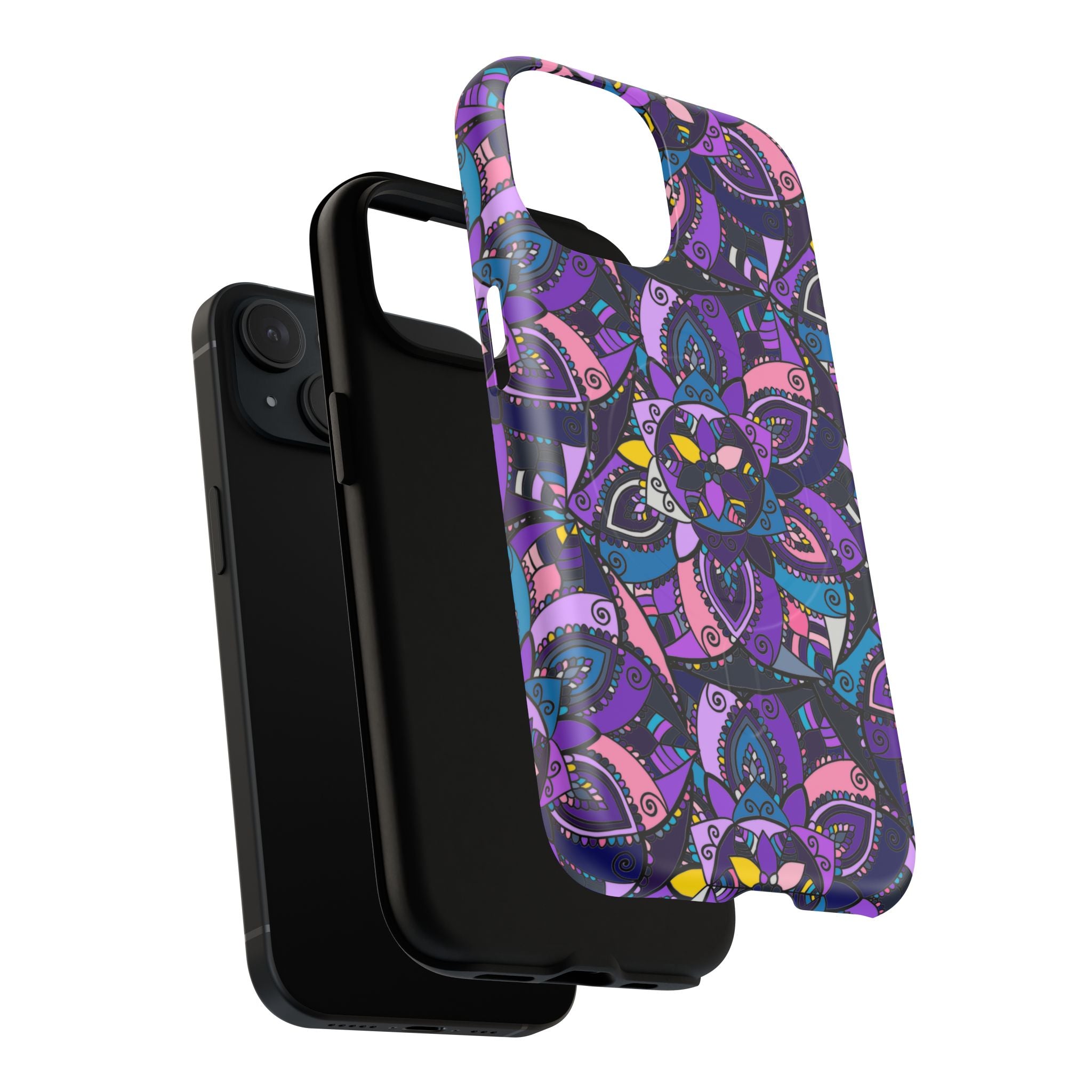 Magnetic Phone Case — Purple Mandala Floral Tough Case